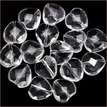 Lucky365 1粒売り 天然石 透明水晶 クォーツ 多面カットハート型ビーズ