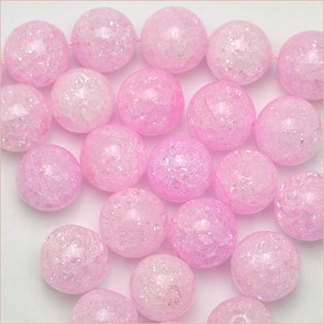 Lucky365 1粒売り 天然石 ピンククラッククォーツ 爆裂水晶 人工石 丸