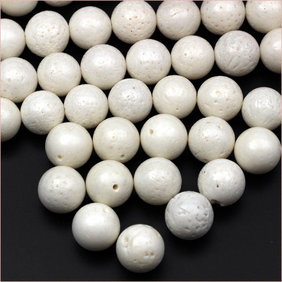 Lucky365 1粒売り 天然石 ホワイトコーラル 珊瑚 サンゴ 丸ビーズ 12mm