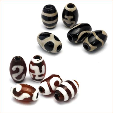 天珠つきパワーストーンセット Lucky365 1粒売り 天然石 選べる24種類 天珠 筒型ビーズ t1119