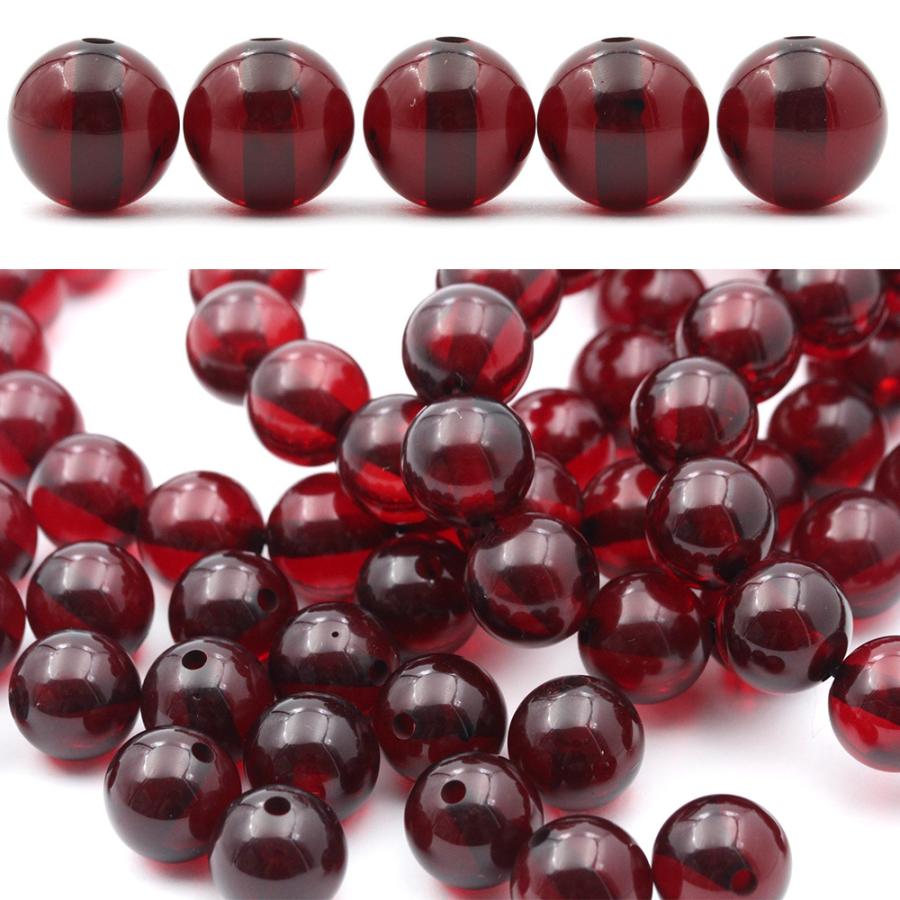 Lucky365 1粒売り 深色血赤クリアアンバー 合成琥珀 コハク 丸