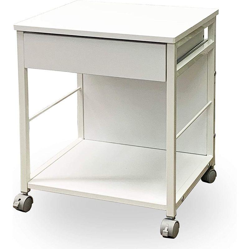 訳あり商品PJC-7005-WH 白木目引出し付きサイドワゴンプリンター台