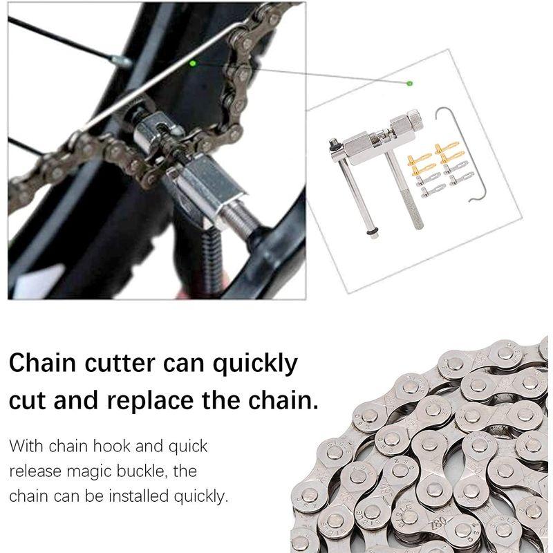 大量注文可 10個セット 自転車 8スピード ロードマウンテン ディレイラーチェーン シルバーゴールド 8スピードハーフホローチェーン 116L フレーム、パーツ 自転車チェーンセット ステンレス鋼 116リング 8スピード交換用 自転車チェーンセラメーター マジックバックルチェーンカッターフッ