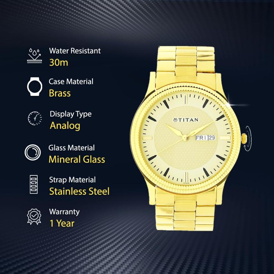 Titan Analog Gold Dial Men's Watch Titan Analog Gold Dial Men's W 並行輸入品｜lucky39｜10