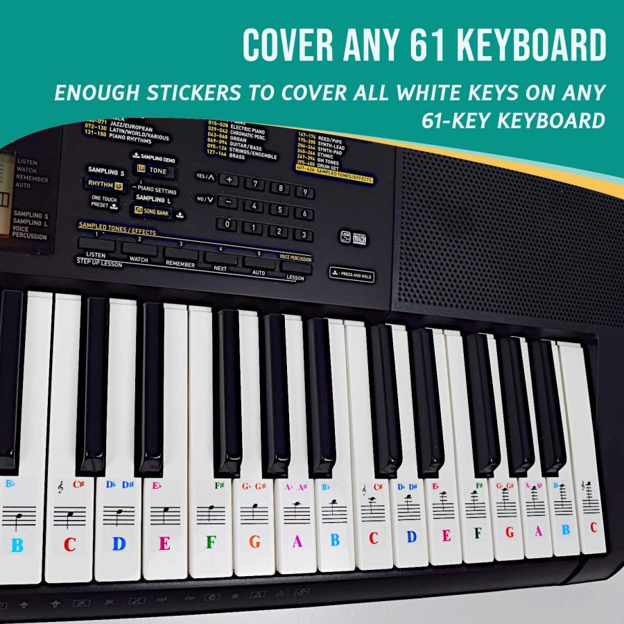 61の鍵盤キーボードのピアノステッカー   無料のピアノの電子ブックで透明かつ取り外し可能 QMG Piano Stickers  並行輸入品｜lucky39｜10