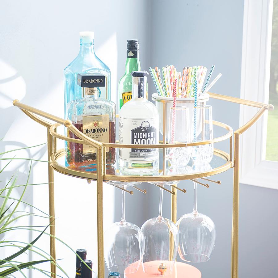 Linon ラウンドバーカート ゴールド Teagan Gold Metal Round Mobile Bar Cart with 並行輸入品｜lucky39｜10