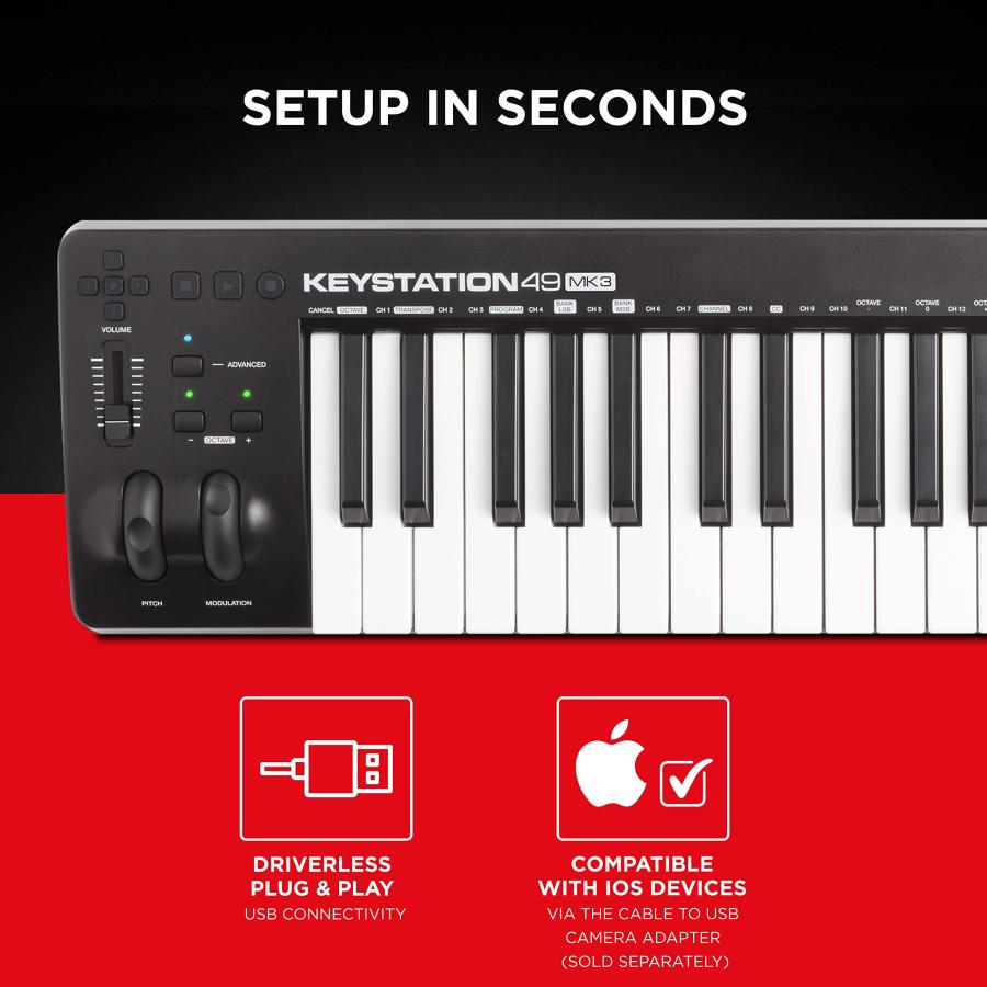 M Audio USB MIDIキーボード ベロシティ対応49鍵盤 DAWの操作 ピアノ音源 音楽制作 ソフトウェア付属 Keys 並行輸入品｜lucky39｜10