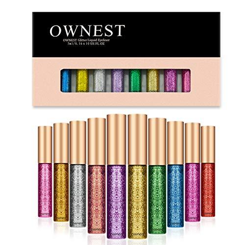 Ownest 10 Colors Liquid Glitter Eyeliner, Metallic Shimmer Glitt 並行輸入品｜lucky39｜02