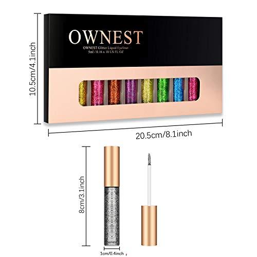 Ownest 10 Colors Liquid Glitter Eyeliner, Metallic Shimmer Glitt 並行輸入品｜lucky39｜05