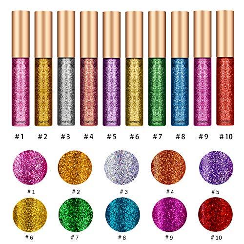 Ownest 10 Colors Liquid Glitter Eyeliner, Metallic Shimmer Glitt 並行輸入品｜lucky39｜08