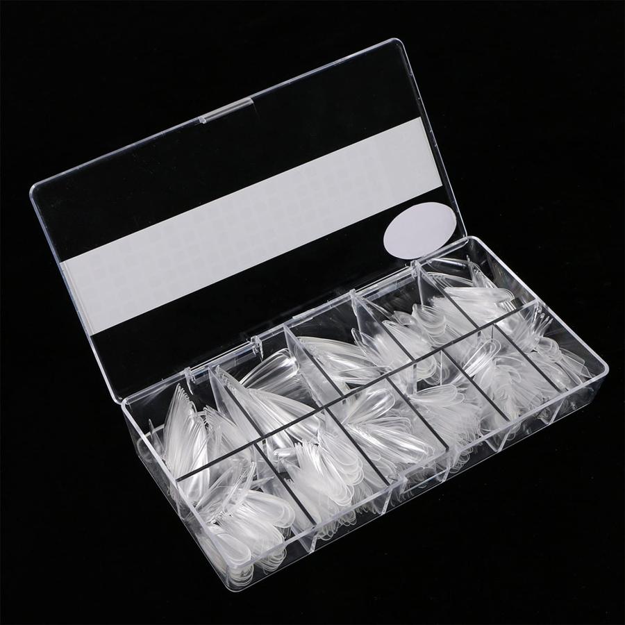 Press On Nails Set with 500pcs Long Stiletto Nail Tips Clear Ful 並行輸入品｜lucky39｜04