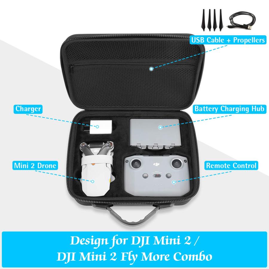 ProCase DJI Mini 2 / DJI Mini 2 Fly More ドローン保護ケース, コンボとアクセサリー収納  並行輸入品｜lucky39｜07