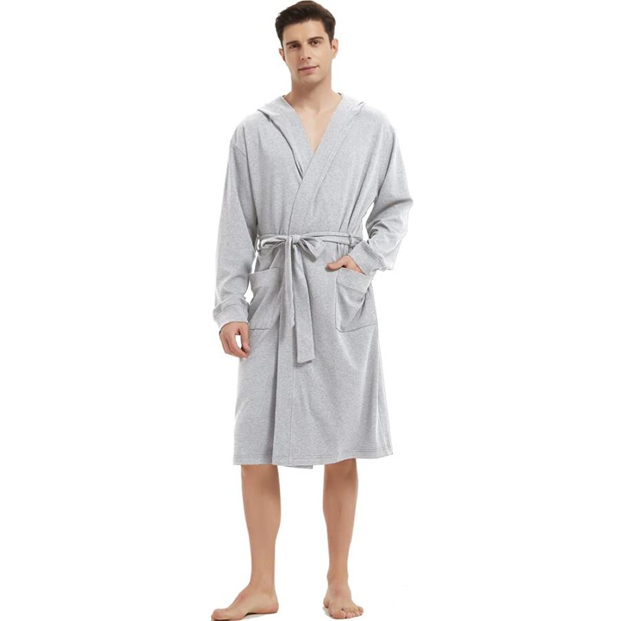 Mens Lightweight Robes for men Summer Hooded Bathrobe Soft Sleep 並行輸入品｜lucky39｜10