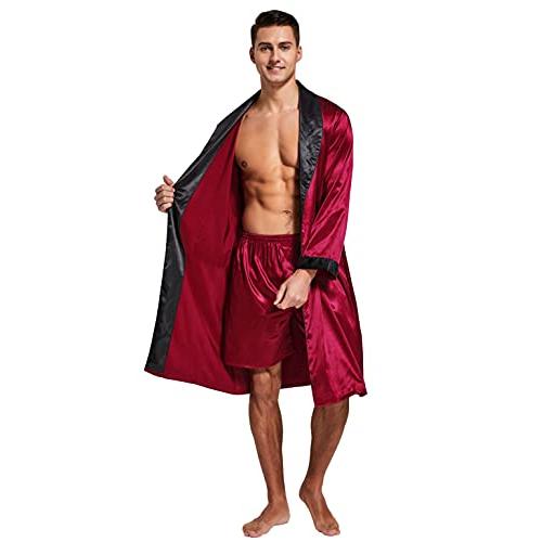 Tony & Candice Men's Satin Robe Lightweight Long Sleeve Silk Kim 並行輸入品｜lucky39｜05