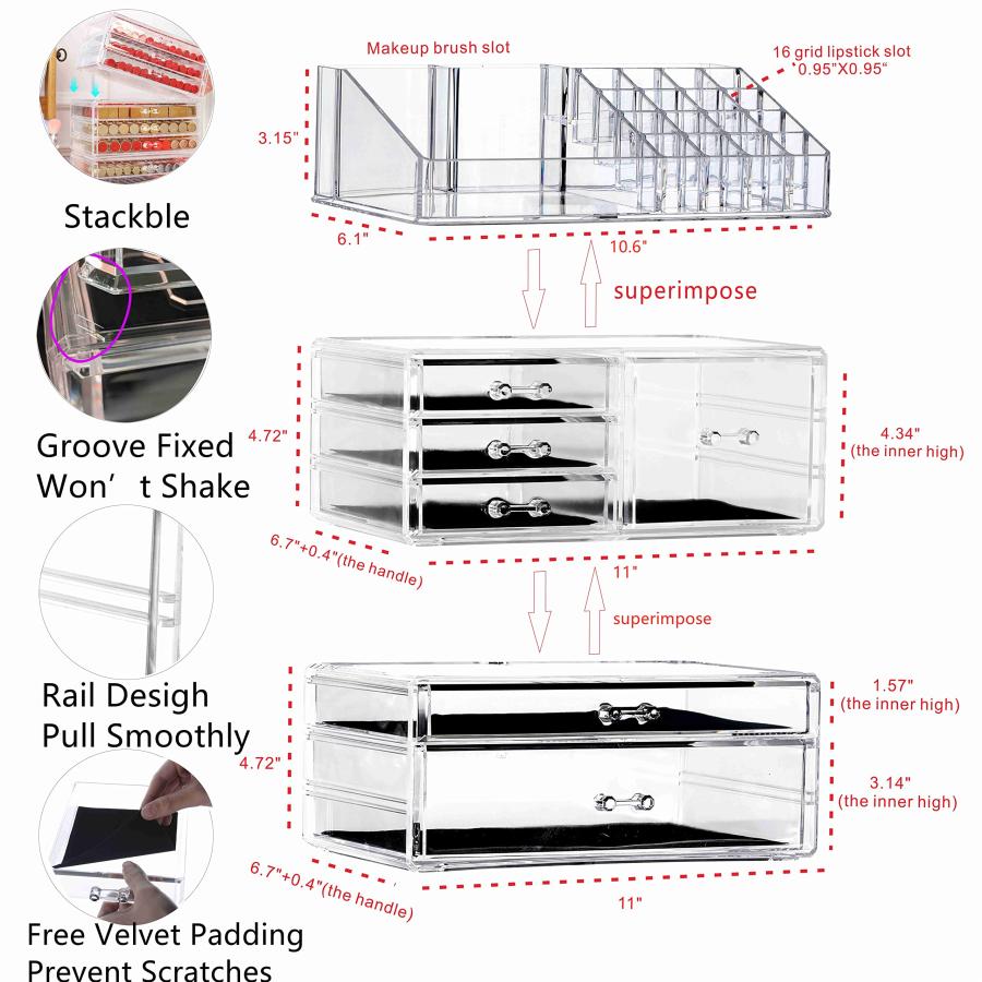 Cq acrylic X Large Makeup Organizer for Vanity,Bathroom Counter o 並行輸入品｜lucky39｜07