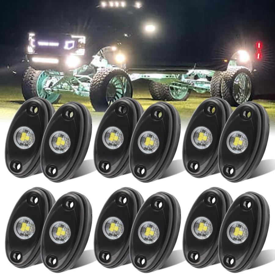 LEDOPPO LED ロックライト ホワイト 12個 オフロード トラック RZR 