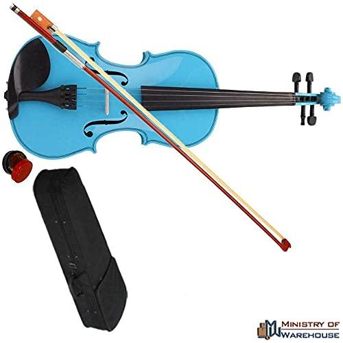 Sky Blue Acoustic Violin 4/4 Full Size w/Rosin, Bow & Hard Case  並行輸入品｜lucky39｜05