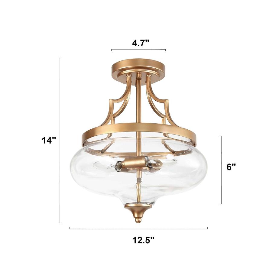 Durent Lighting Gold Semi Flush Mount Ceiling Light, Modern Glas 並行輸入品｜lucky39｜10