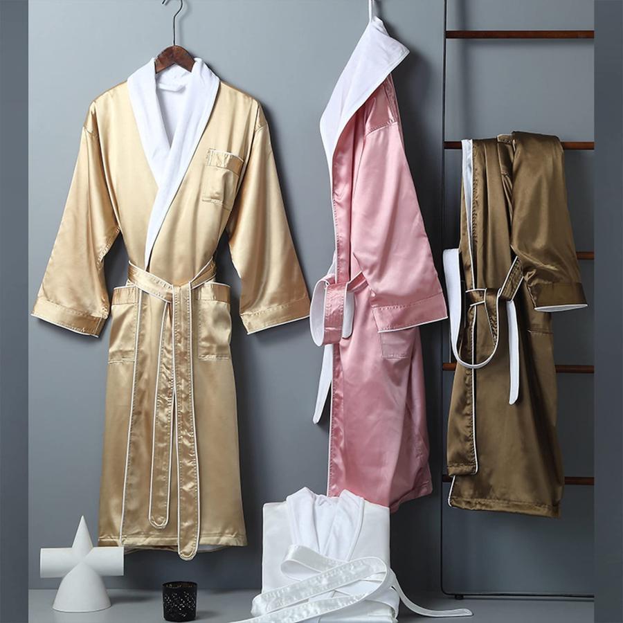 Luxury Silk Hotel Robe Spa Bathrobe for Women Mens Plus Size Lig 並行輸入品｜lucky39｜07