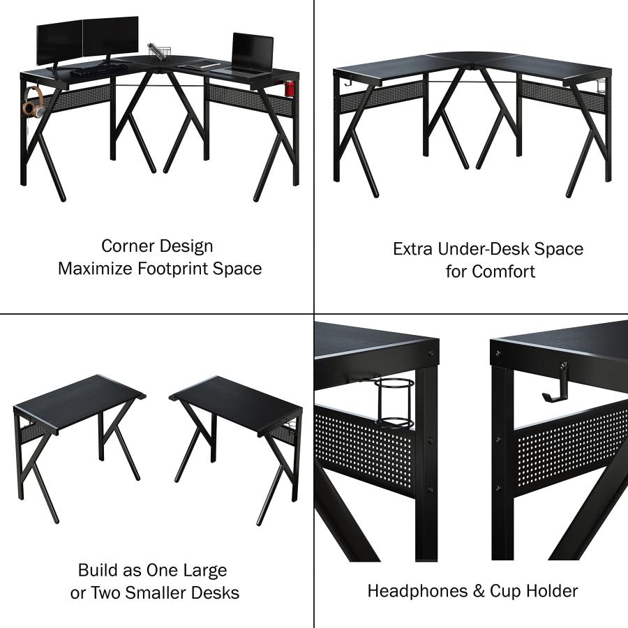 Lavish Home L Shaped Computer Desk or Craft Table Modern Industr 並行輸入品｜lucky39｜10