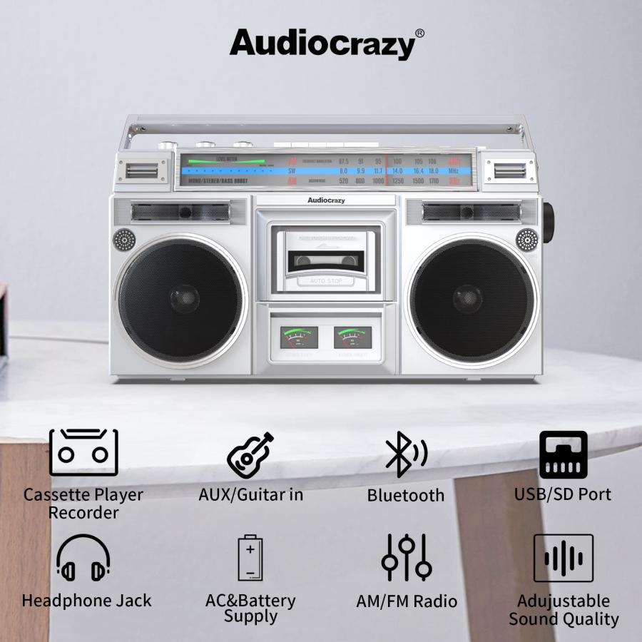 レトロラジカセカセットプレーヤーAM/FM短波ラジオ、ポータブル レトロラジカセカセットプレーヤーAM/FM短波ラジオ、ポータブル