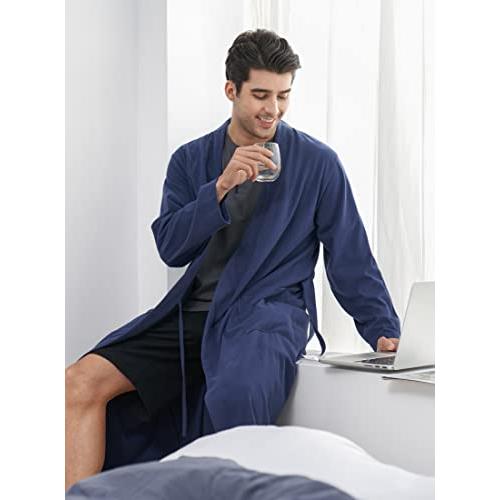 DAVID ARCHY Men's Cotton Robe Lightweight Kimono Bathrobe with P 並行輸入品｜lucky39｜08