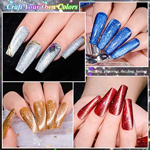 MEET ACROSS Glitter Cat Eye Gel Nail Polish Set Soak Off UV LED  並行輸入品｜lucky39｜08