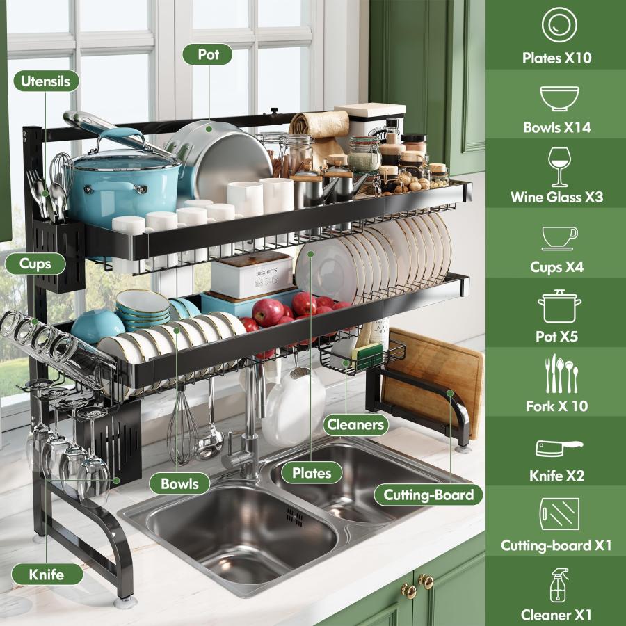 Over The Sink Dish Drying Rack, BOOSINY 3 Tier Full 304 Stainless 並行輸入品｜lucky39｜06