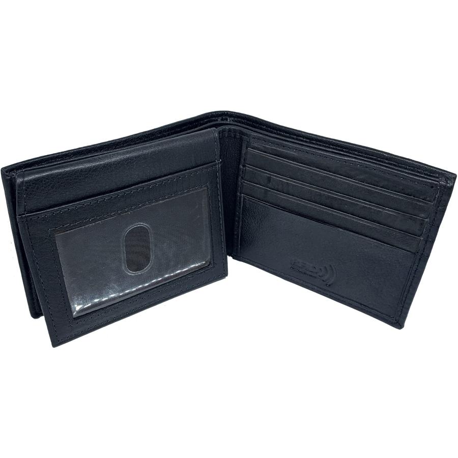 Men's RFID Blocking Leather Bifold Wallet – 12 Card Slots, ID Window, Zipper Pockets, Key Holder, Genuine Cowhide