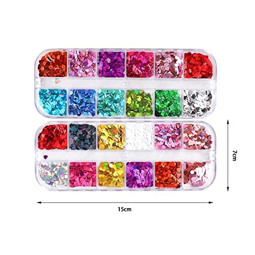 Nail Glitter Sequins 24 Colors Holographic Sparky Mixed Heart Sh 並行輸入品｜lucky39｜05