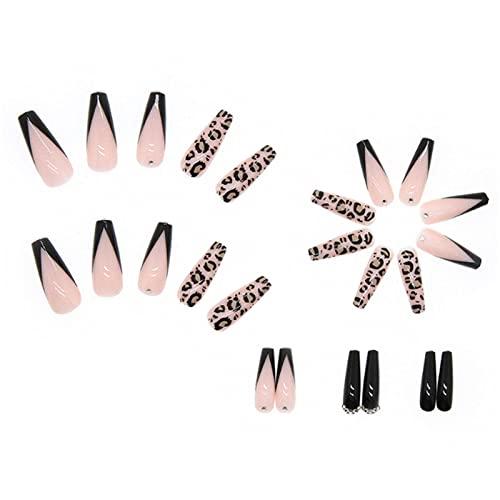 Hkanlre Coffin Press on Nails Long French Fake Bling Nails Acryl 並行輸入品｜lucky39｜05