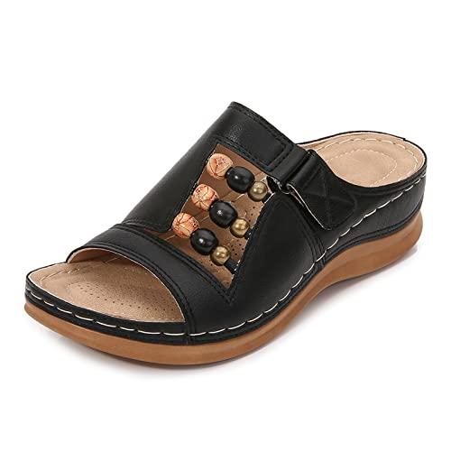 Govicta Womens Wedges Sandals Heel Sandals Slide Sandals Leather 並行輸入品｜lucky39｜02