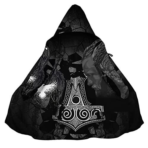Viking Hooded Cloak for Men, Nordic Faux Cashmere Coat Winter Wa 並行輸入品｜lucky39｜02