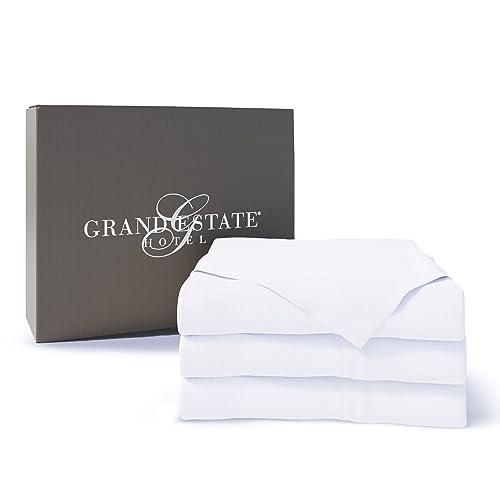 Grand Estate Hotel キングフラットシーツのみ ホワイト 3枚セット 綿100% トップベッドシーツ ホテル スパ 並行輸入品｜lucky39｜05