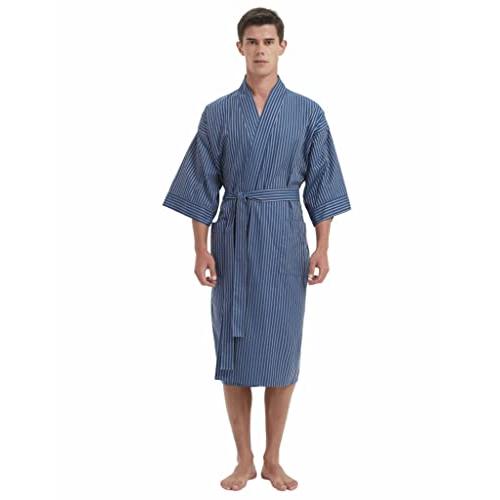 Mens Dobby Long sleeve Lightweight Cotton Kimono Collar robe Lig 並行輸入品｜lucky39｜02