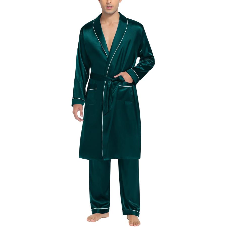SWOMOG Men's Satin Robes with Pants Silk Lightweight Sleepwear L 並行輸入品｜lucky39｜04
