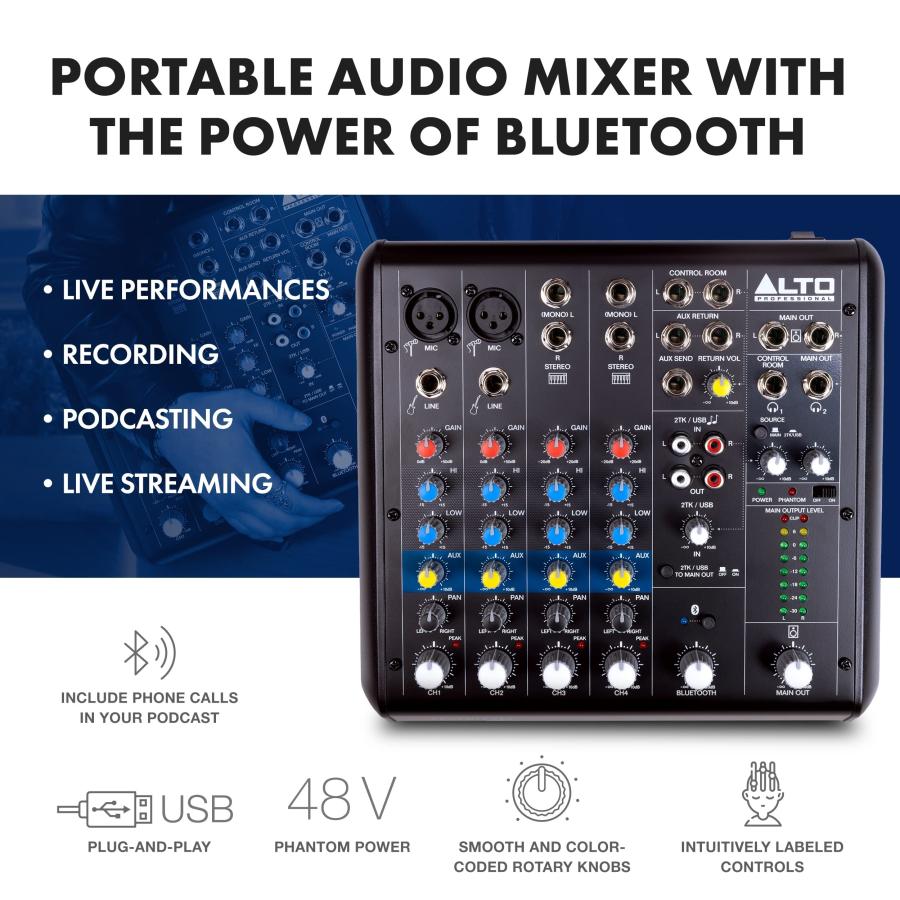 Alto TrueMix 600 Audio Mixer with 2 XLR Mic Ins, USB Audio Inter 並行輸入品｜lucky39｜04