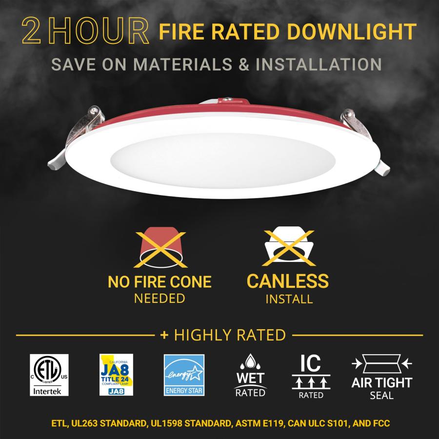 NUWATT 6 Inch 2 Hour FIRE Rated Ultra Thin LED Recessed Light, S 並行輸入品｜lucky39｜07