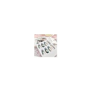 Press on Nails Almond Green Smudge False Nails Designs Medium Lo 並行輸入品｜lucky39｜09