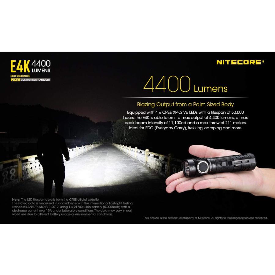 NITECORE E4K Next generat Compact EDC Flashlight   4x C ree XP L 並行輸入品｜lucky39｜10