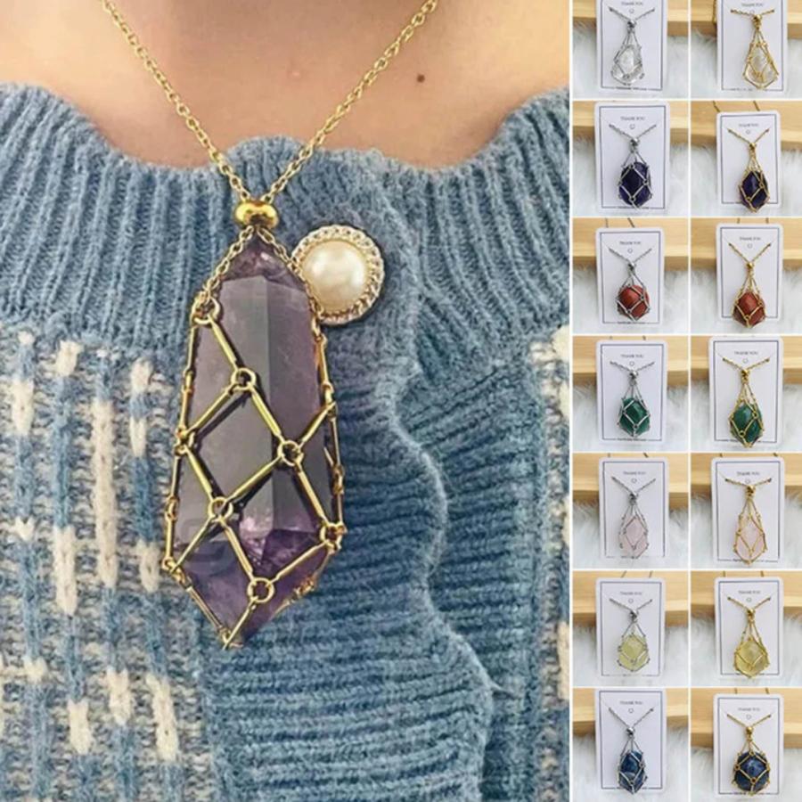 SARDFXUL Natural Crystal Stone Holder Necklace Pendant Neckchain 並行輸入品｜lucky39｜10
