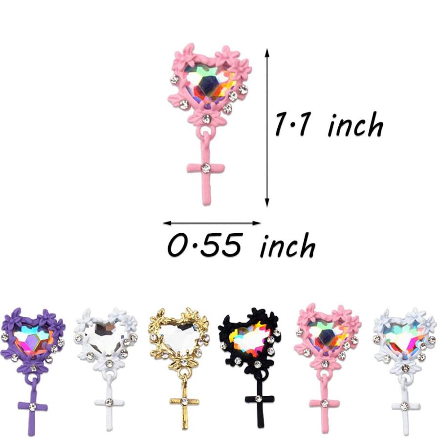 12 PCS Heart Rhinestones Cross Pendant Nail Charms,3D Luxury All 並行輸入品｜lucky39｜04