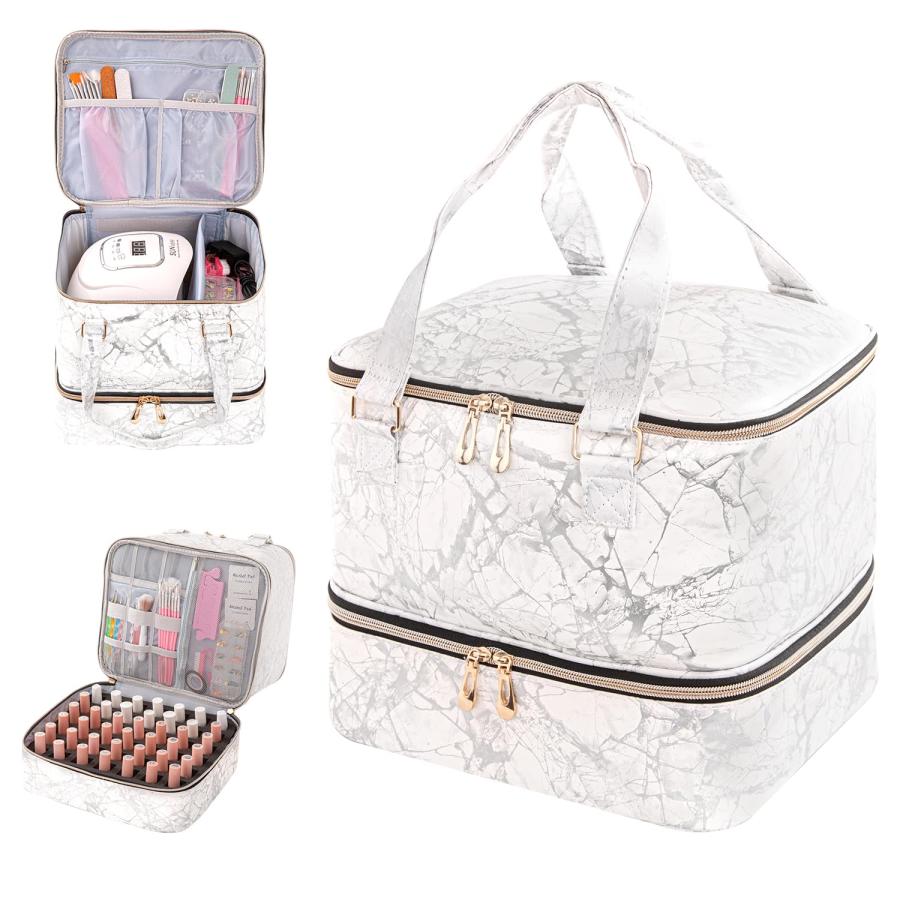 KGMCARE ネイルポリッシュオーガナイザー 2層 ネイルポリッシュ収納バッグ ジェルネイルポリッシュキャリーケース 42本収納 並行輸入品