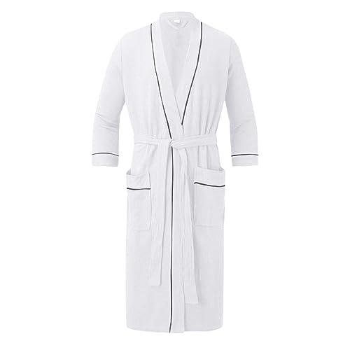 Men's Waffle Robe Casual Comfy Long Bathrobes Terry Cloth Spa Ba 並行輸入品｜lucky39｜02