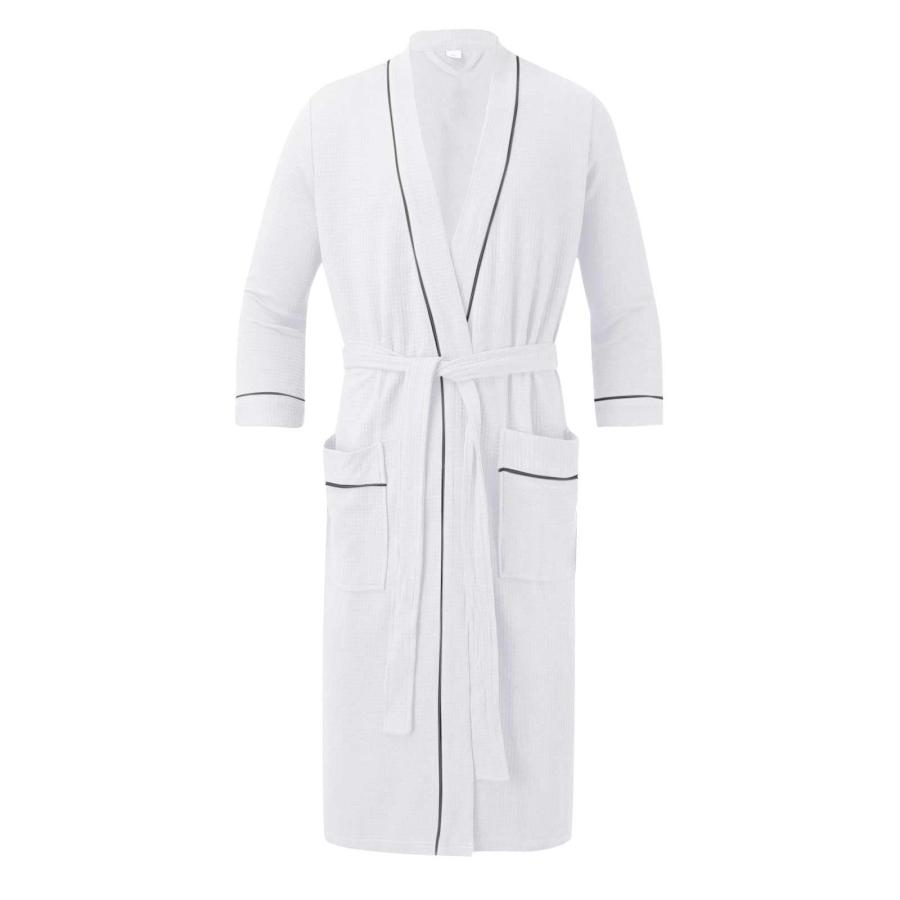 Men's Waffle Robe Casual Comfy Long Bathrobes Terry Cloth Spa Ba 並行輸入品｜lucky39｜04