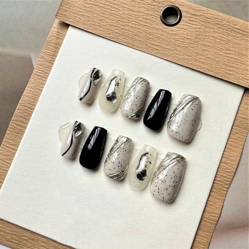 IWAOQ Press on Nails for Women/Girls, Hand Painted 3D Handmade G 並行輸入品｜lucky39｜02