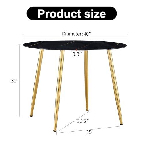 Lecut 40" Round Dining Table for 4 People, Modern Imitation Marb 並行輸入品｜lucky39｜05