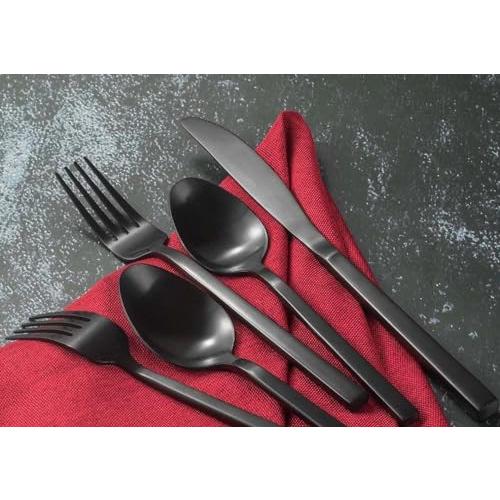 Cube Black 20 Piece Forged Silverware Set Stainless Steel Flatwa 並行輸入品｜lucky39｜08