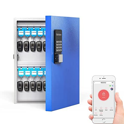 WeHere キーボックス セキュリティキーボックス 壁掛け キャビネット 32キー 大容量 暗証番号タイプ 固定パス ワード ワンタイム