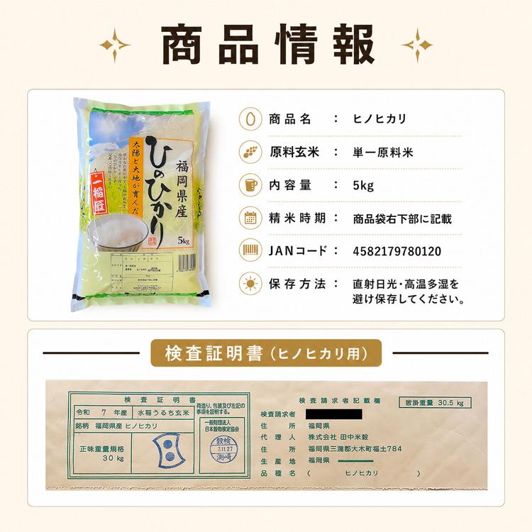 ヒノヒカリ ひのひかり 福岡県産ヒノヒカリ 20kg 令和7年産 単一原料米